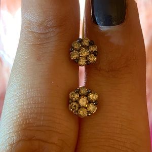 SOLD!! Natural champagne cluster earrings 0.75 Cts